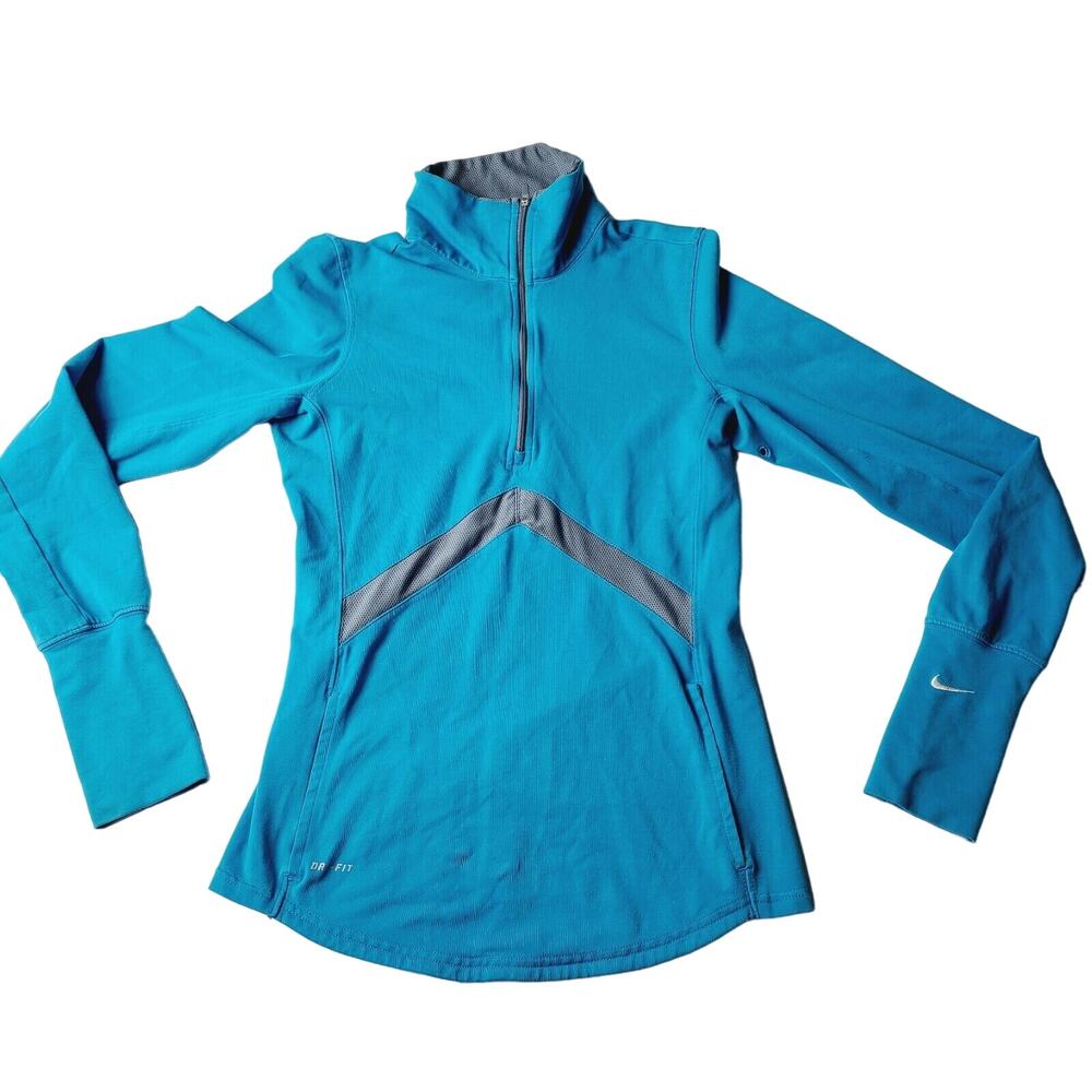 Nike Dri-Fit 1/4 Zip Jacket Sweatshirt Pullover Women's Size Small S Teal Gray